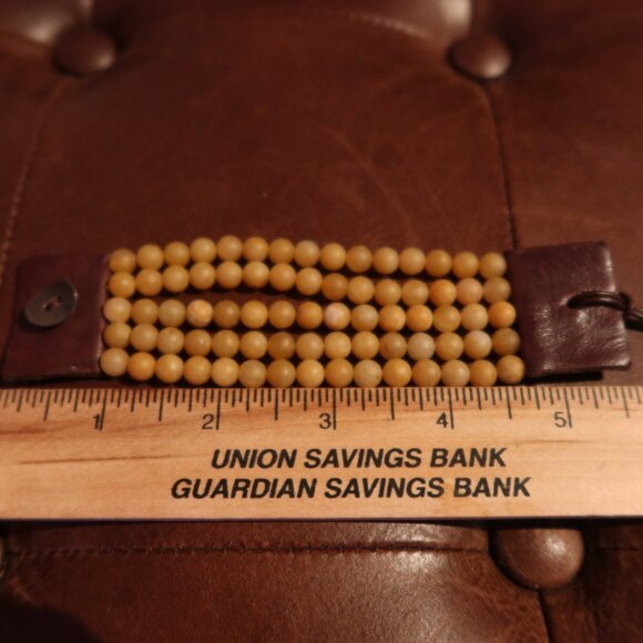 $195 Chan Luu 5 row yellow jade bracelet brown leather - Picture 15 of 16